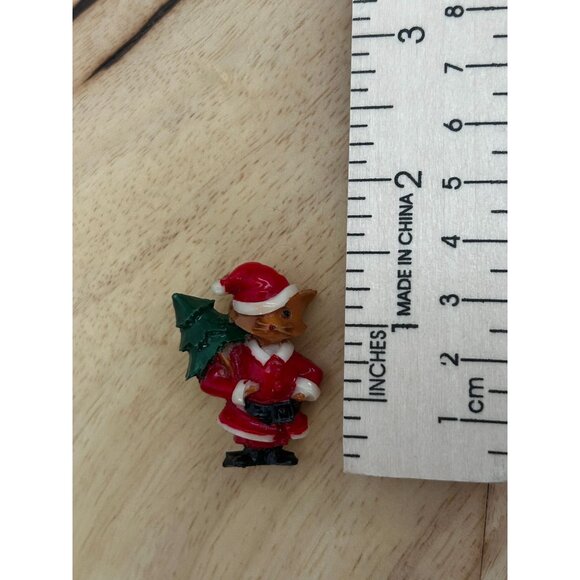 Vintage Santa Cat Pin Brooch Plastic Christmas Accessory Made In Taiwan - Picture 4 of 4